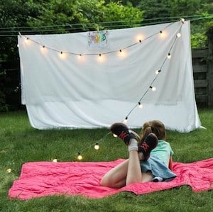 Outdoor Movies Night with DIY movie theater screen