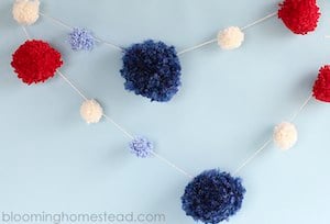 Pom Pom Garland 4th of july craft