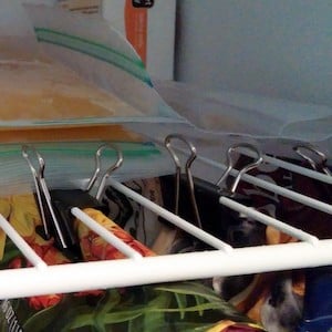 Binder Clips to hang Freezer Bags