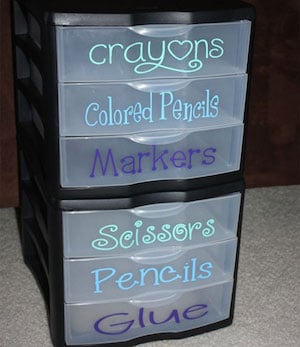 Office Supply Plastic Bin Organization with Drawers