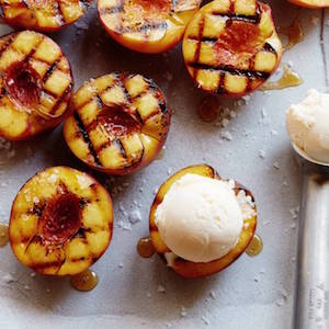 Grilled Peaches Topped with Vanilla Ice Cream bbq side dish