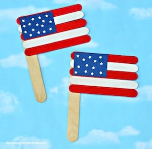 Patriotic Popsicle Stick Flag craft for 4th of July