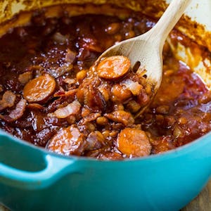 Baked Beans with Smoked Sausage bbq side dish
