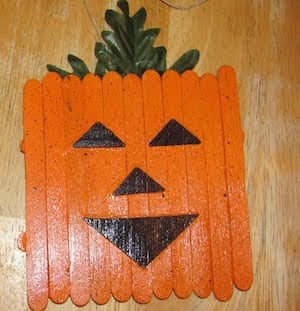 Popsicle Stick Pumpkin craft for kids