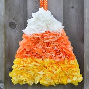 Coffee Filter Candy Corn fall craft for adults