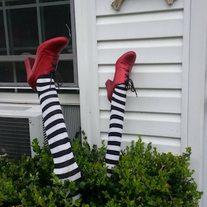 DIY Witch Legs upside down in bushes