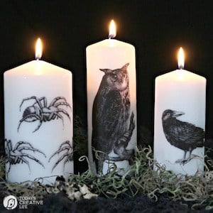 Image Transfer Candles diy halloween decoration