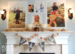 Fall Mantel with Family Pictures above
