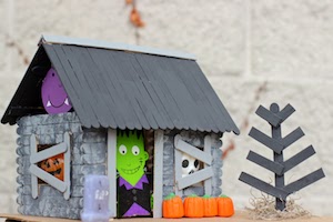 Popsicle Stick Haunted House Halloween Craft for Kids