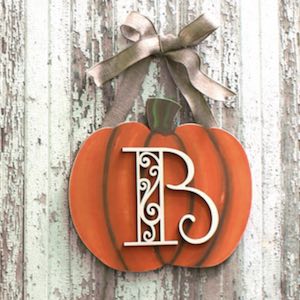 Painted Pumpkin Monogram Wreath craft for adults