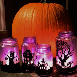 Upcycled Spooky Village Halloween Luminaries Craft