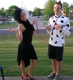 Cruella and Dalmatian cute costumes for couples