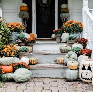 Rustic Halloween Farmhouse front porch Steps