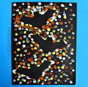 halloween Fingerprint Bat Silhouette paper craft for kids