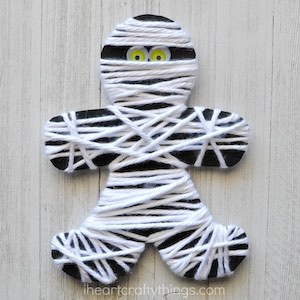 Yarn Mummy Halloween Craft for Kids