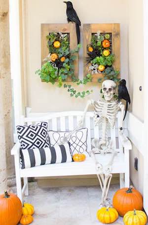 Decoración de porche de Halloween de esqueleto espeluznante