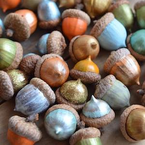 colorful painted acorns