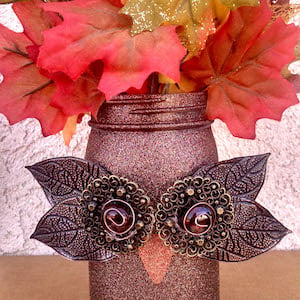 Glittery Owl Fall Mason Jar Craft