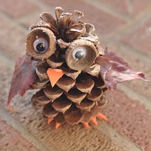 Pinecone Owl fall craft for kids