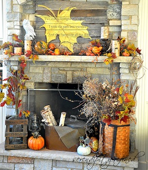 Rustic Fall Leaf Pallet Mantel