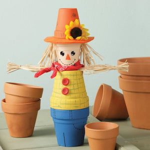 Clay Pot Fall Scarecrow craft for adults