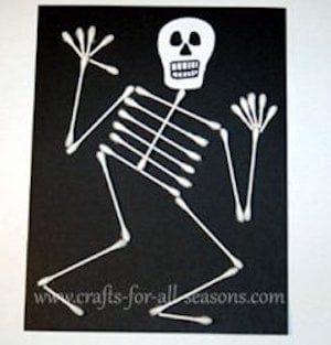 halloween Q Tip Skeleton craft for kids