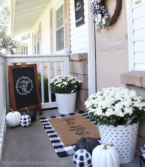Black and White Fall Porch decor
