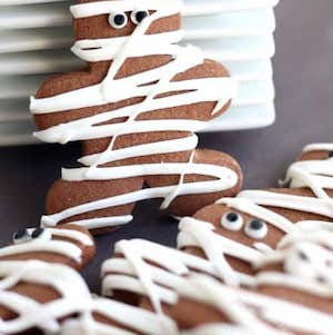 Chocolate Pumpkin Cut Out Mummy Cookies