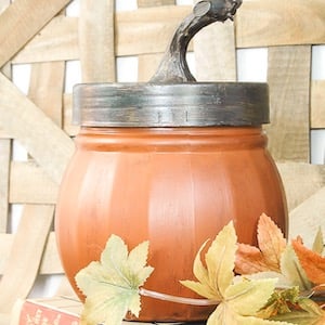 Dollar Tree Pumpkin Storage Jars Makeover