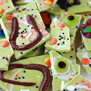 Candy Worms and Bugs Halloween Bark