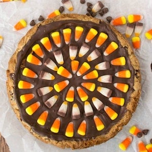 Harvest Candy Corn Chocolate Chip Cookie Cake