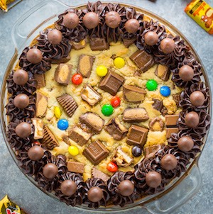 Leftover halloween Candy Bar Cookie Cake