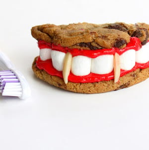 Dracula's Dentures Halloween Cookie Sandwiches 