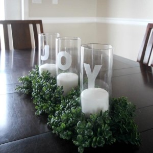 Christmas Etched Glass Centerpiece