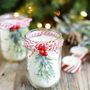 Vela de menta en tarro de albañil Artesanía de Navidad para vender