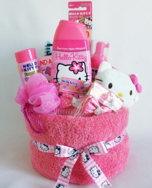 Hello Kitty Towel Wrap basket idea