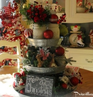 Christmas Galvanized Tray Centerpiece