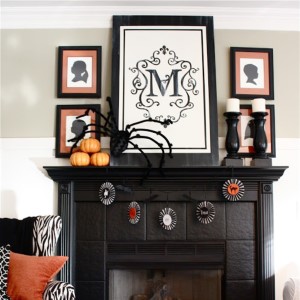 Simple black and orange Halloween Mantel 