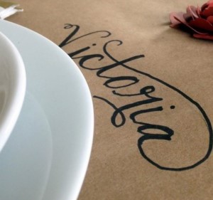 Kraft Paper Table Runner with written place settings