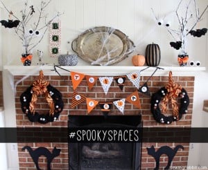 traditional orange and black Halloween Mantel