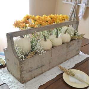 Vintage Wood Thanksgiving Table Centerpiece 
