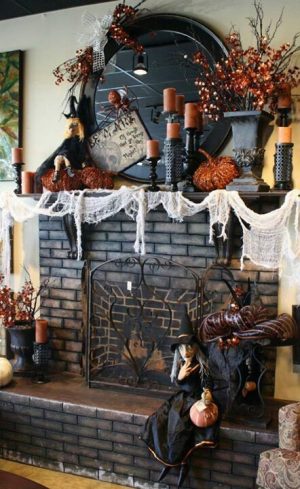 Gothic Witch Halloween Mantel Decor