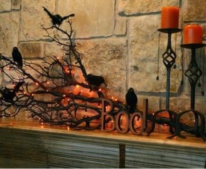 Black Branch with Crows Mantel