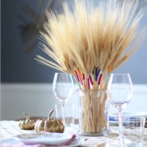 Color Wrapped Wheat in a vase