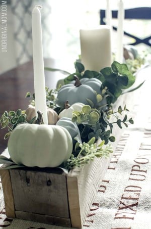 Chalk Painted Pumpkin Centerpiece