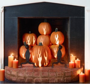 Fire Carved Pumpkin Fireplace