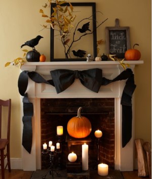 Black Bow Halloween Mantel