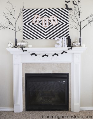 minimal Halloween Decor for the Mantel