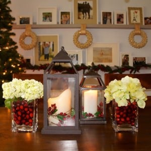 Christmas vases and lanterns Centerpieces