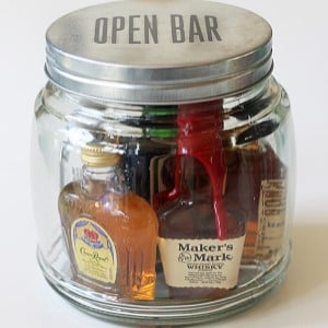 Mini Bar in a Jar guys valentine gift basket